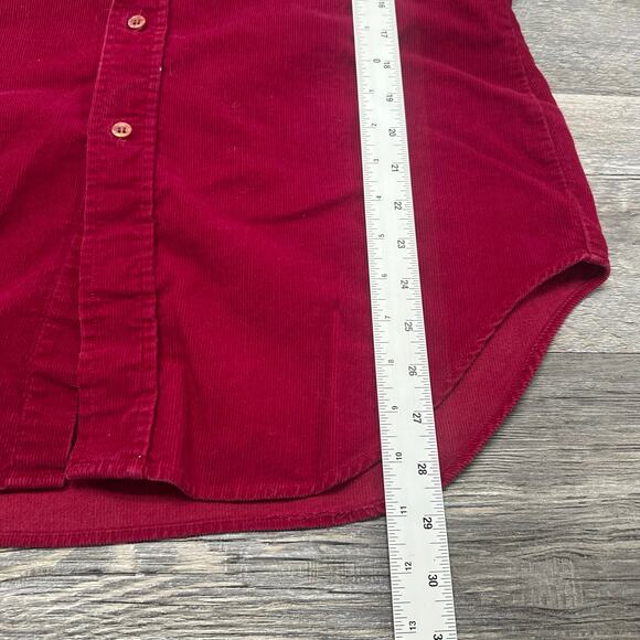 Vintage 1970s Kmart Red Corduroy Shirt Burgundy 70s M Shacket Button Shirt Rare - Picture 6 of 7